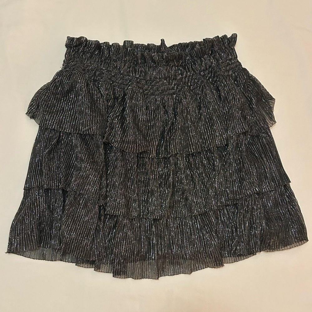 Black and silver ruffled skirt